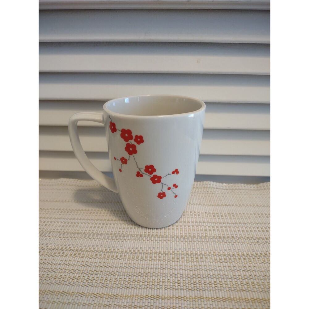 Corelle Coordinates Porcelain Hanami Garden Red Blossoms Square Coffee Mug Cup